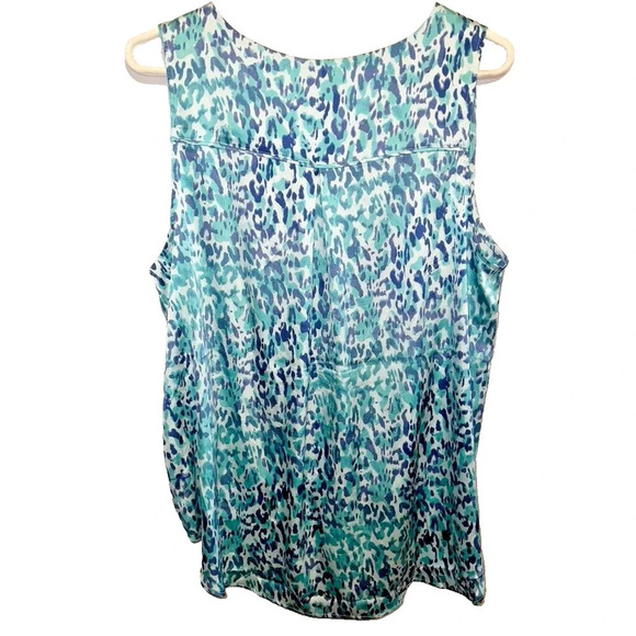 Chicos tank tie up 2 US 12/14 blue green animal print casual - Picture 7 of 10